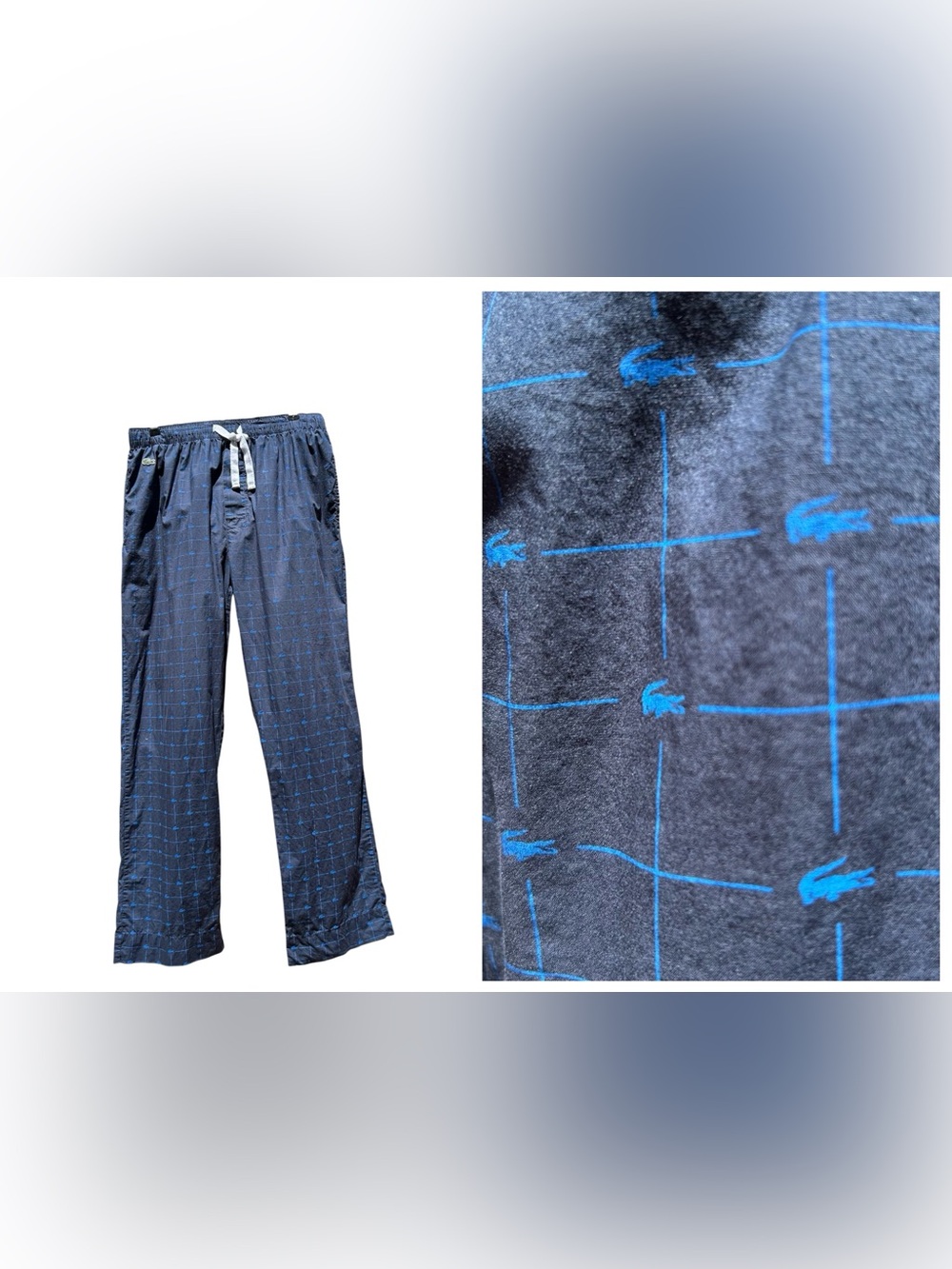 Lacoste Pants Mens Sleepwear Pajama Bottoms Lounge Croc Allover Print